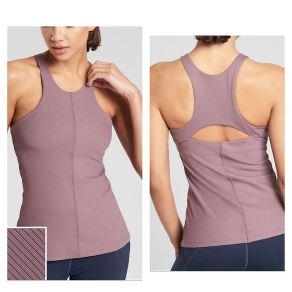 ATHLETA Intensity Support Tank Top Back Cut Out Shelf Bra Volcanic Violet Sz XS - Picture 1 of 11